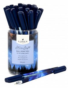 Ручка масляная LOREX SKY OF STARS.NIGHT Slim Soft синяя, игловидный наконечник, 0,5 мм