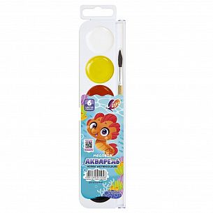 Акварель Луч Zoo 6 цветов, с кистью, пластиковая упаковка с европодвесом