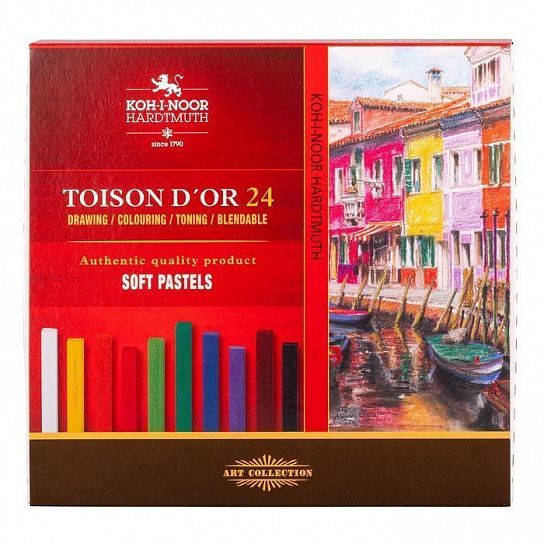 Пастель художественная сухая мягкая Koh-I-Noor TOISON D`OR SOFT 8584 24 цв. ассорти, квадратная в картонной упаковке
