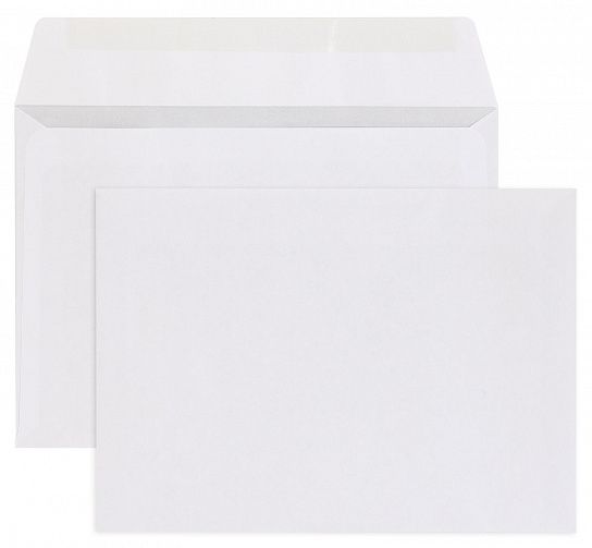 Конверт почтовый C6 (114х162) чистый, белый, декстрин, 80 г/м2