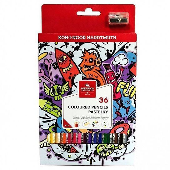 Набор цветных карандашей Koh-I-Noor TEENAGE 3555 36 цветов с точилкой