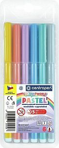 Фломастеры Centropen Colour World Pastel классические 6 цв. круглый корпус, стандартные, блистер