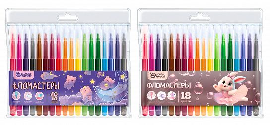 Фломастеры Schoolformat МИКС ДЛЯ ДЕВОЧЕК классические 18 цветов круглый корпус, стандартные, блистер