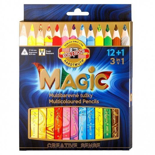 Карандаши многоцветные MAGIC, 12шт и карандаш-блендер