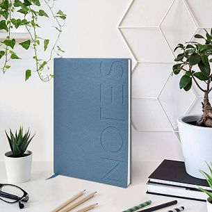 Ежедневник недатированный, А5, LOREX NOTES CLASSIC, 128 л., мягкая обложка, голубой металлик, с блинтовым тисненим, ляссе, тонированная бума