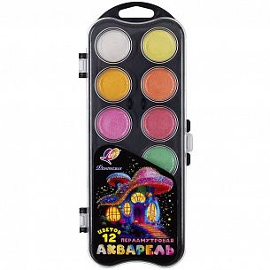 Акварель Луч ФАНТАЗИЯ 12 цветов, перламутр без кисти, пластиковая упаковка с европодвесом