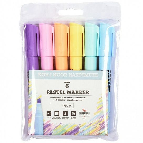 Набор маркеров-текстовыделителей 2406 скошенных 1-5мм 6 цв пастельных оттенков блистер