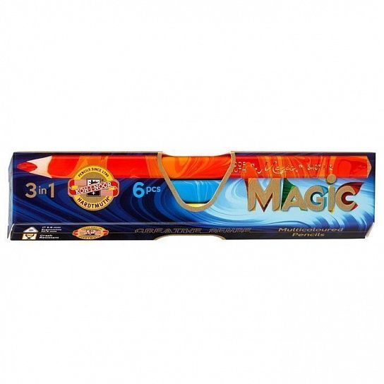 Карандаши многоцветные JUMBO MAGIC 3408 6 шт 3 оттенка