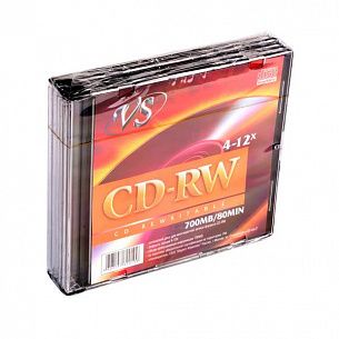 Диск CD-RW VS 700 Мб 4-12х slim