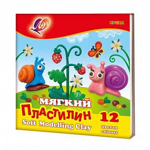 Пластилин восковой ЛУЧ КРОХА мягкий, 12 цветов, 180 г, со стеком