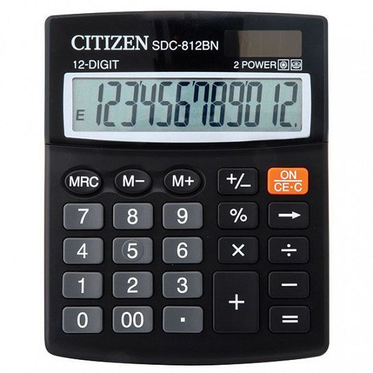 Калькулятор CITIZEN SDC812B 12 разрядный, бухгалтерский, черный