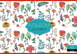 Альбом для рисования ЦВЕТОЧНЫЙ ПРИНТ А4, 40 листов на скрепке