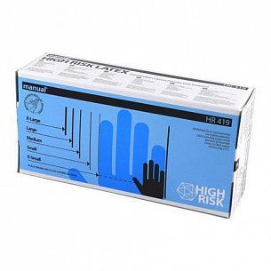 Перчатки одноразовые латексные HIGH RISK MANUAL размер L синие 25 пар/упак