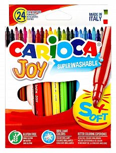 Фломастеры Carioca JOY классические 24 цв. круглый корпус, суперсмываемые, картонная упаковка