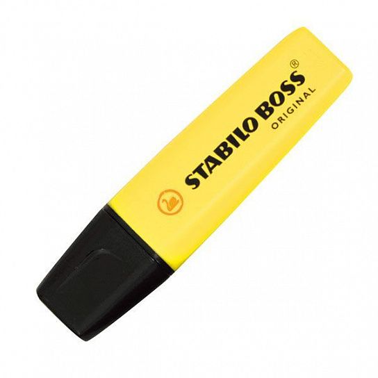 Маркер текстовый BOSS 2-5 мм желтый скошенный