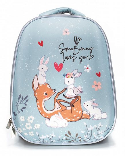Рюкзак Schoolformat Deer and bunny, модель ERGONOMIC LIGHT, жесткий каркас, двухсекционный, 38х30х18 см, 17л, для девочек