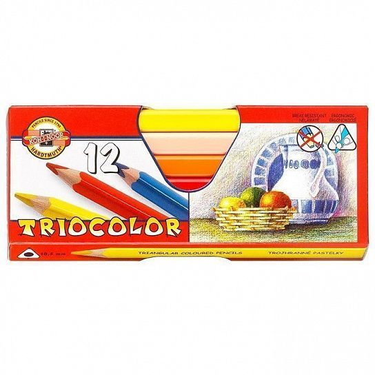 Набор цветных карандашей Koh-I-Noor jumbo TRIOCOLOR 3152 утолщенные 12 цветов трехгранный корпус дерев. карт.уп.