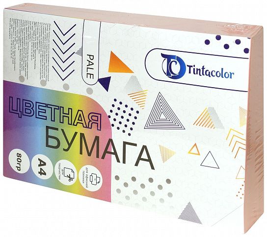 Бумага цветная Tintacolor, формат А4, 80 гр./м2, 500 листов, пастель, цвет – розовый