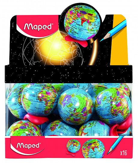 Точилка MAPED GLOBE с контейнером ассорти корпус пластик 1 отвер. индив.штрих-код