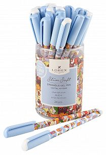 Ручка гелевая LOREX COCTAIL KITTENS Slim Soft, 0,5 мм, синий, "пиши-стирай",  прорезиненный корпус