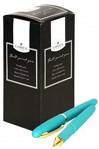 Ручка шариковая LOREX Grande Soft  синяя 0,7 мм, прорезиненный корпус, ultra-soft touch, бирюзовый металл
