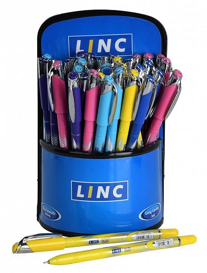 Ручка шариковая LINC GLISS 0,7 мм синяя в дисплее цвет корпуса ассорти