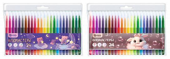 Фломастеры Schoolformat МИКС ДЛЯ ДЕВОЧЕК классические 24 цв. круглый корпус, стандартные, блистер