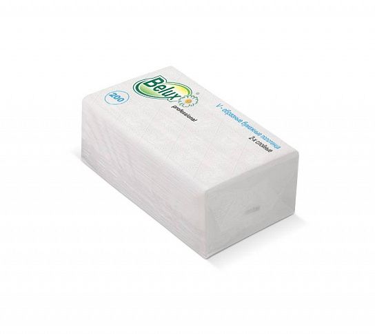 Полотенца бумажные BELUX, V(ZZ)-сложение, 2 слойные, 22х24 см, 200 л., белые
