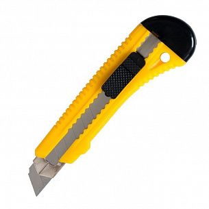 Нож канцелярский INFORMAT 18 мм, усиленный, с механической фиксацией и металлическими направляющими, желтый