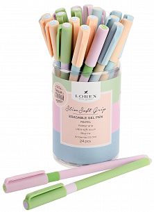 Ручка гелевая "пиши-стирай" LOREX PASTEL Slim Soft Grip 0,5 мм синие чернила, ultra-soft touch грип