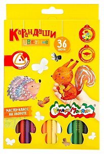 Набор цветных карандашей Каляка-Маляка 36 цв. трехгранные, деревянные, в картонной упаковке
