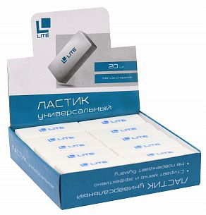 Ластик LITE 45х17х10 мм, ПВХ, белый