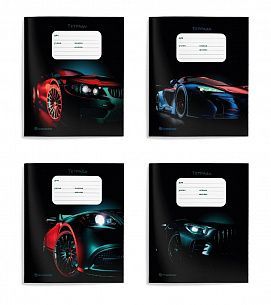 Тетрадь 12 л. косая линия Schoolformat КРУТЫЕ ТАЧКИ мелованный картон, выборочный УФ-лак