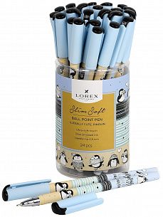Ручка масляная LOREX ILLEGALLY CUTE.PINGUIN Slim Soft синяя, игловидный наконечник, 0,5 мм