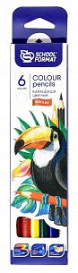 Набор цветных карандашей Schoolformat ANIMALS 6 цветов, шестигранные, дерево