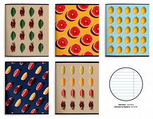 Тетрадь Schoolformat 48 листов, линия, скрепка, СОЧНЫЕ ФРУКТЫ А5 мелованный картон, ВД-лак