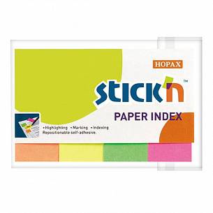 Закладки клейкие бумажные STICK'N 4 цвета по 50 листов, 20х50 мм