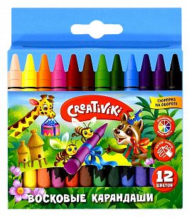 Набор восковых карандашей Creativiki 12 цветов, круглые