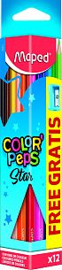 Набор цветных карандашей MAPED COLOR'PEPS 12 цв. трехгранные, деревянные, с точилкой, в картонной упаковке