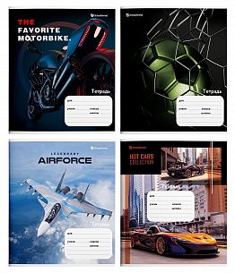 Тетрадь 24 л. клетка Schoolformat МИКС ДЛЯ МАЛЬЧИКОВ мелованный картон, ВД-лак