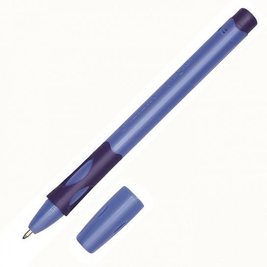 Ручка шариковая STABILO LeftRight для правшей 0,45 мм синяя, резиновый грип, цвет корпуса синий
