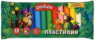 Пластилин Creativiki 12 цветов, 120 г, без стека, 3+