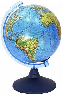 Глобус физико-политический ГЛОБЕН, двойная карта 21 см, голубой, подсветка