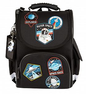 Рюкзак Schoolformat BASIC ОТКРЫТЫЙ КОСМОС 13 л черн. 33,5х26х14 см жестк. каркас 1 отд. молния держатель для карточек брелок д/мальчиков