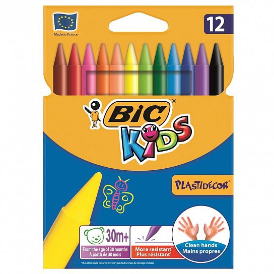 Пластиковые мелки BIC KIDS PLASTIDECOR 12 цветов