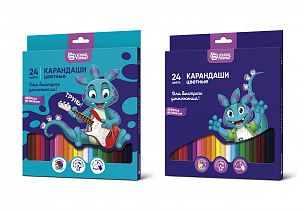 Набор цветных карандашей Schoolformat SMART DINO 24 цв. шестигранные, деревянные, в картонной упаковке