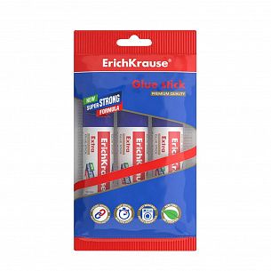 Клей-карандаш ErichKrause EXTRA 15 г, PVP, 3 шт, картонный дисплей