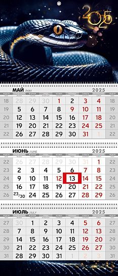 Календарь настенный квартальный 2025г. ГК Горчаков СИМВОЛ ГОДА 297х845 мм 3 блока, гребень