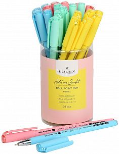 Ручка масляная LOREX PASTEL Slim Soft синяя, игловидный наконечник, 0,5 мм