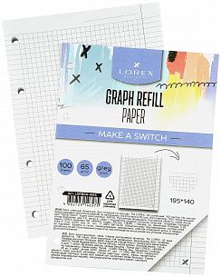 Сменный блок LOREX GRAPH 100 листов А5 белый в серую клетку серия MAKE A SWITCH